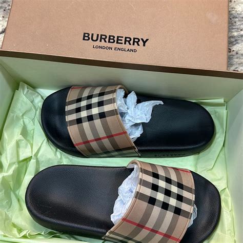 burberry dlides|Burberry slides outfit.